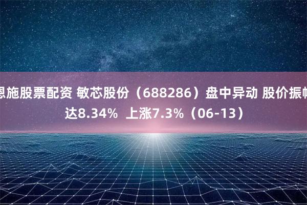 恩施股票配资 敏芯股份（688286）盘中异动 股价振幅达8.34%  上涨7.3%（06-13）