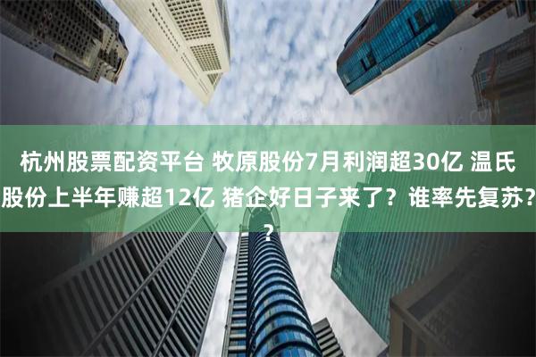 杭州股票配资平台 牧原股份7月利润超30亿 温氏股份上半年赚超12亿 猪企好日子来了？谁率先复苏？